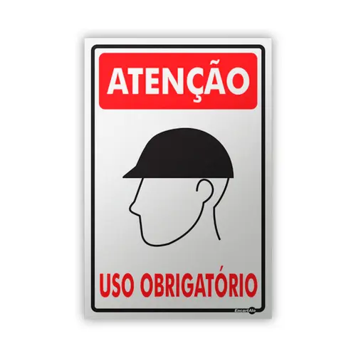 Placa Uso Obrigatório de Capacete 20 x 30 cm PS84 - Encartele
