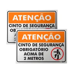 Placa Cinto de Segurança Acima de 2 Metros - 40x30 cm - Encartale