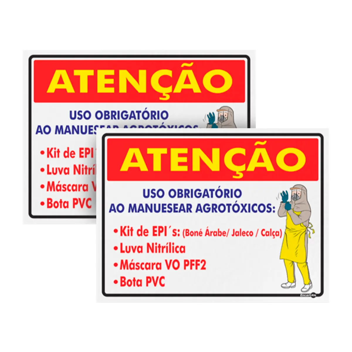 Atenção Kit De Epis Uso Obrigatório Ao Manusear 40X30X15MM - Encartale