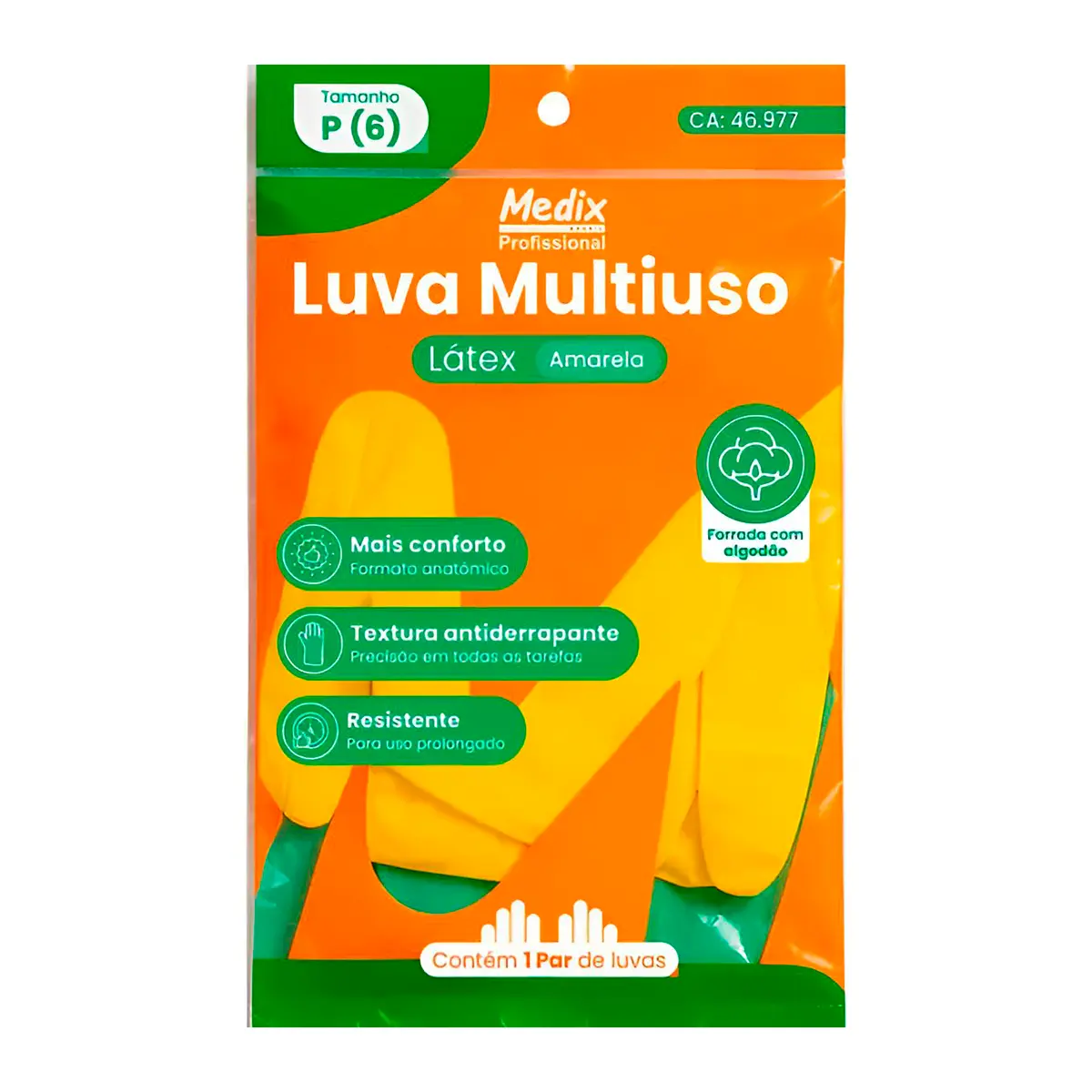 Luva Multiuso Latéx MBLIFE Amarela Medix