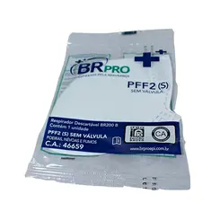 Máscara Respiratória PFF2 Branca com Certificado sem Válvula BRPRO