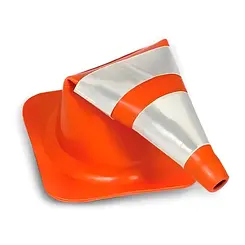 Cone de Sinalização 75cm Flexível com Faixa Refletiva Plastcor