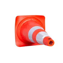 Cone de Sinalização 75cm Flexível com Faixa Refletiva Plastcor