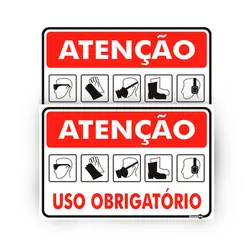 Atenção Uso Obrigatório (Óculos/Luvas/Máscara/Protetor de Ouvido/Avental) 30X40X1,6MM  Encartale