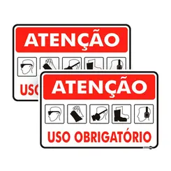 Atenção Uso Obrigatório (Óculos/Luvas/Máscara/Protetor de Ouvido/Avental) 30X40X1,6MM  Encartale