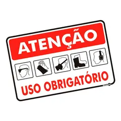 Atenção Uso Obrigatório (Óculos/Luvas/Máscara/Protetor de Ouvido/Avental) 30X40X1,6MM  Encartale
