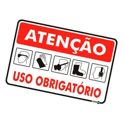 Atenção Uso Obrigatório (Óculos/Luvas/Máscara/Protetor de Ouvido/Avental) 30X40X1,6MM  Encartale