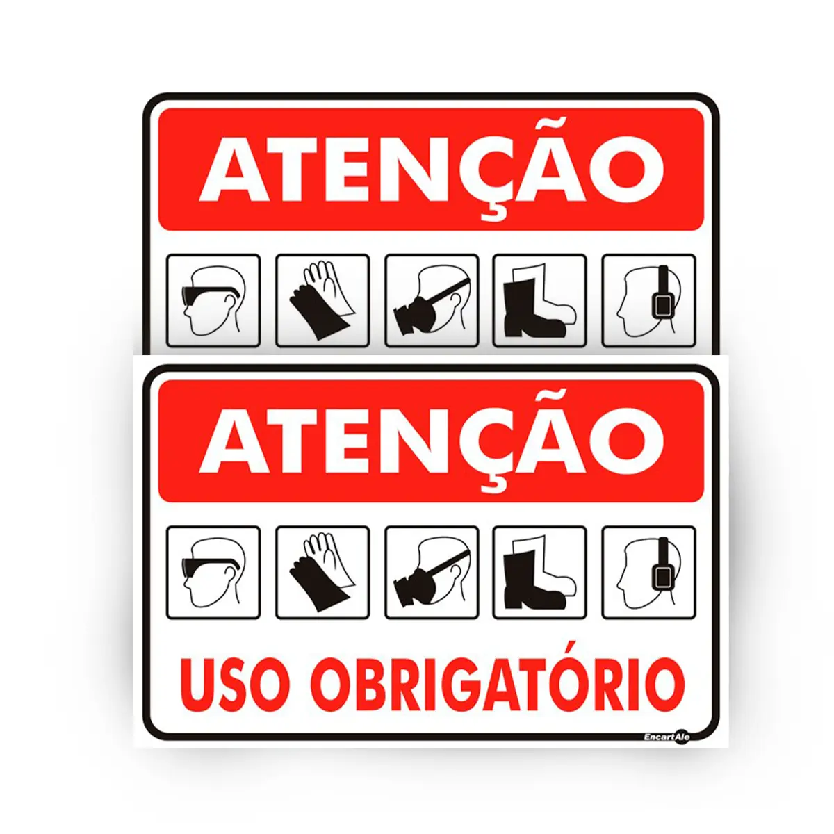 Atenção Uso Obrigatório (Óculos/Luvas/Máscara/Protetor de Ouvido/Avental) 30X40X1,6MM  Encartale