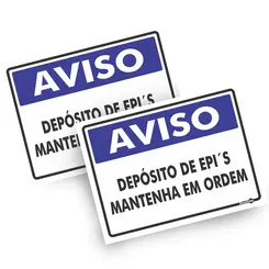 Placa Aviso Depósito De Epis Mantenha Em Ordem 20X30cm Encartale