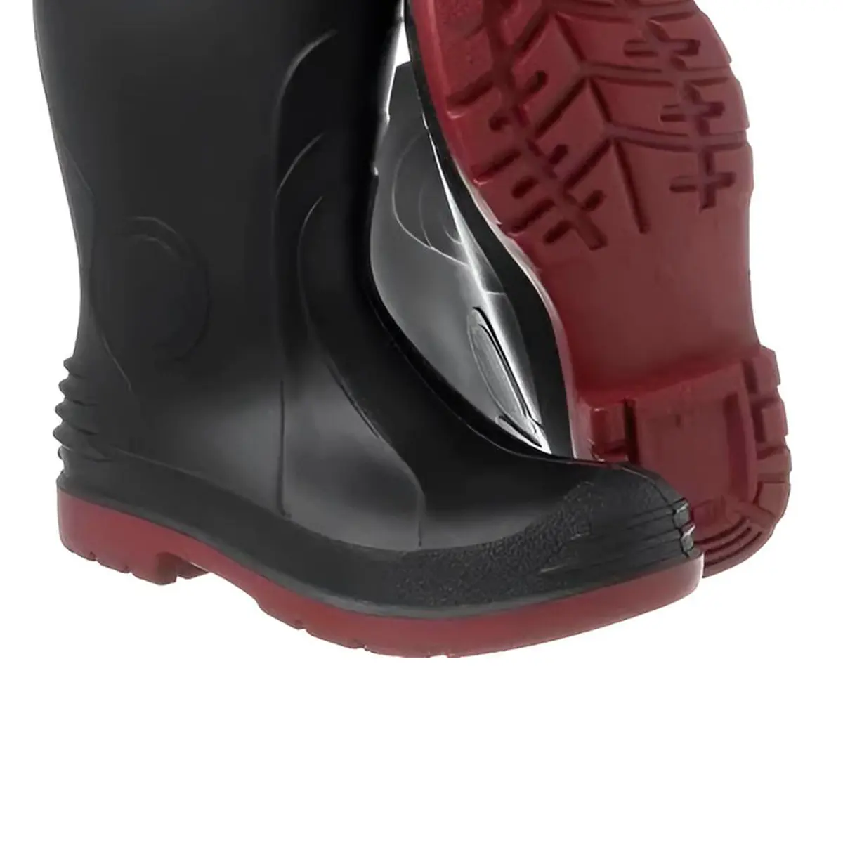 Bota de PVC Tech Master Preta e Vermelha Bico de Aço Sete Léguas