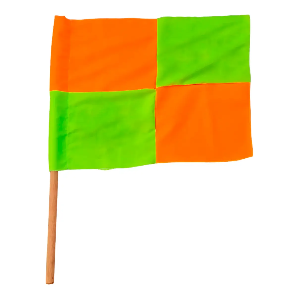 Bandeirola de Sinalização Quadriculada Verde/Laranja com Cabo de Madeira Silkstar