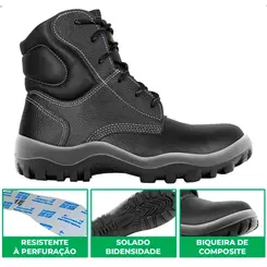 Botina Manobreiro Antitorção Safetline 4857AC/EL Bico Composite e Palmilha Antiperfurante