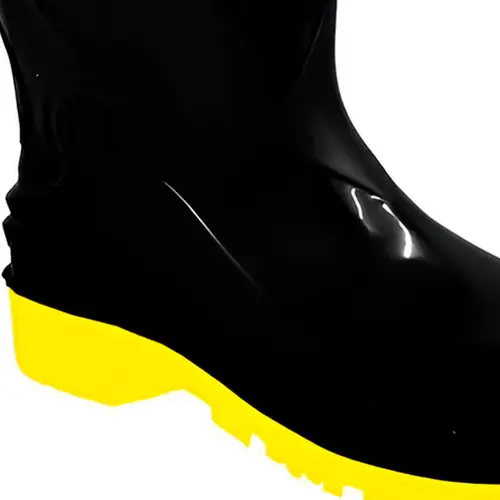 Bota de PVC Pro Force Cano Curto Preta com Solado Amarelo Sete Léguas