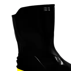 Bota de PVC Pro Force Cano Curto Preta com Solado Amarelo Sete Léguas