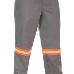 Calça Eletricista Cinza Claro NR10 com Refletivo Laranja - Maicol