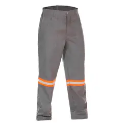 Calça Eletricista Cinza Claro NR10 com Refletivo Laranja - Maicol