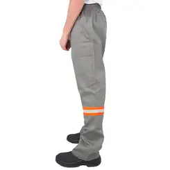 Calça Eletricista Cinza Claro NR10 com Refletivo Laranja - Maicol