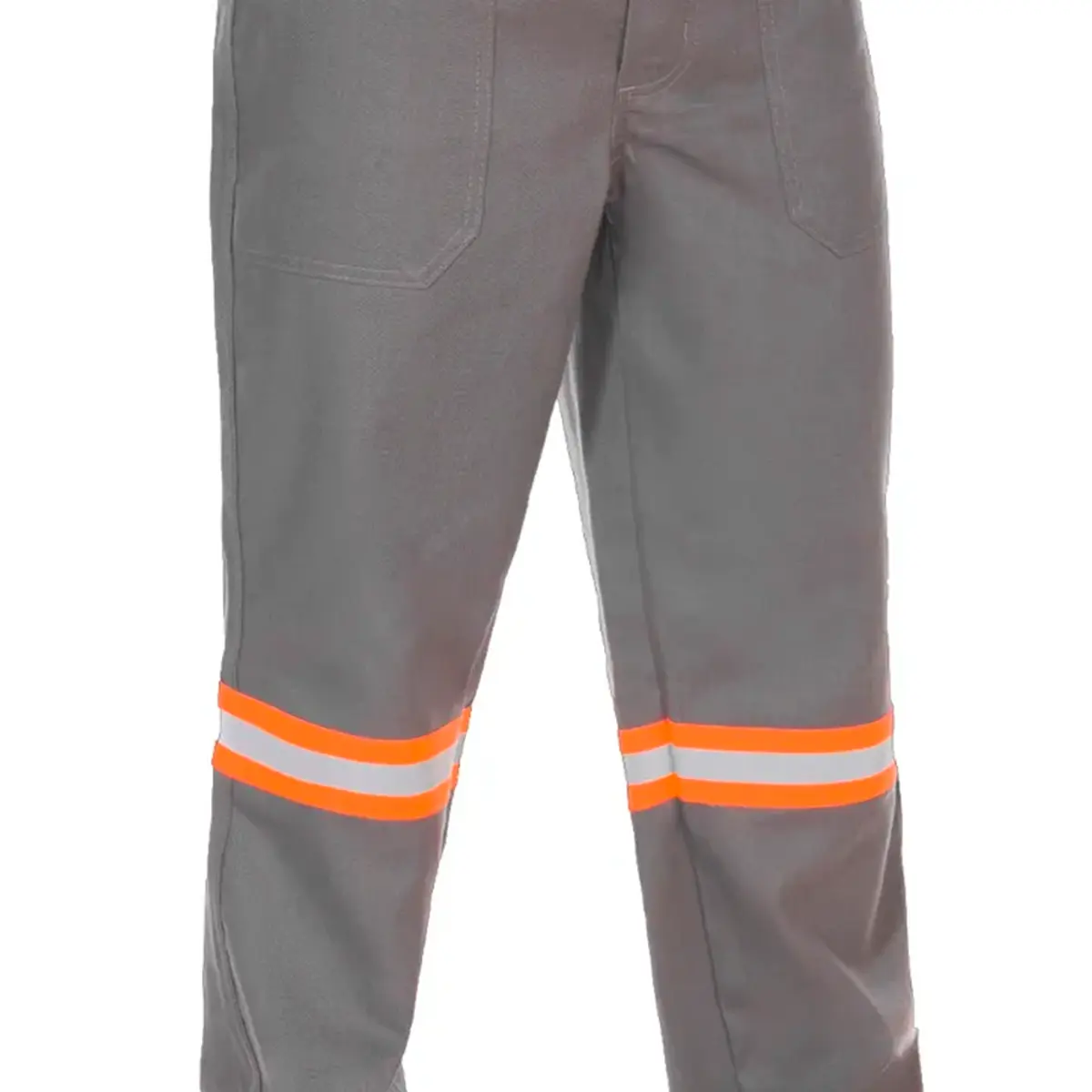 Calça Eletricista Cinza Claro NR10 com Refletivo Laranja - Maicol