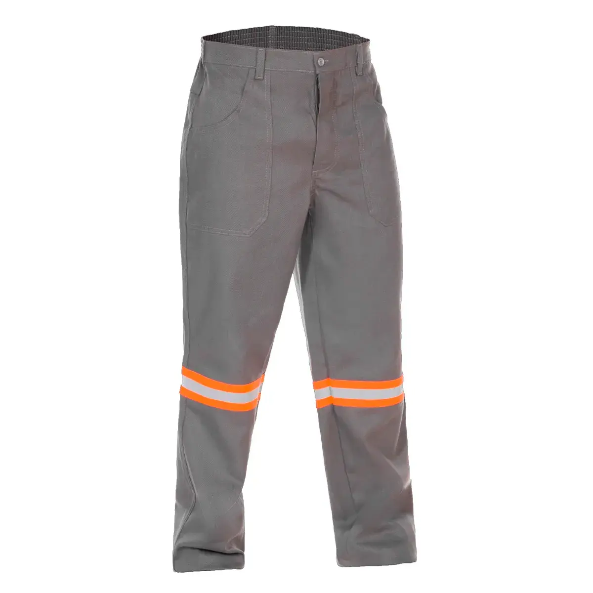 Calça Eletricista Cinza Claro NR10 com Refletivo Laranja - Maicol