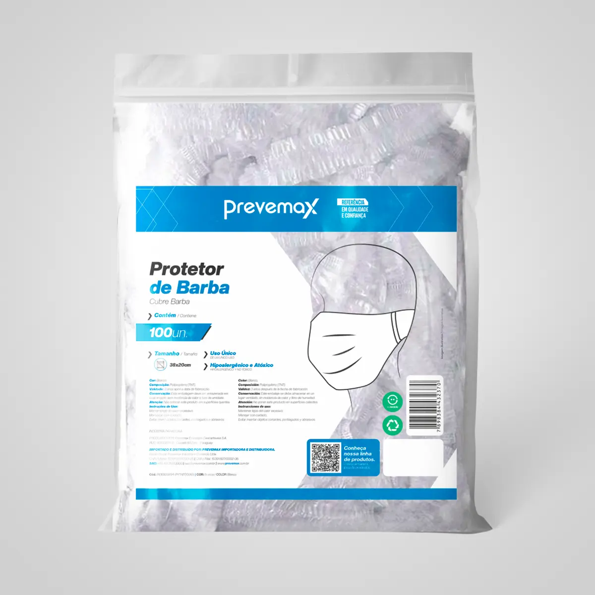 Protetor de barba Descartável TNT - Prevemax