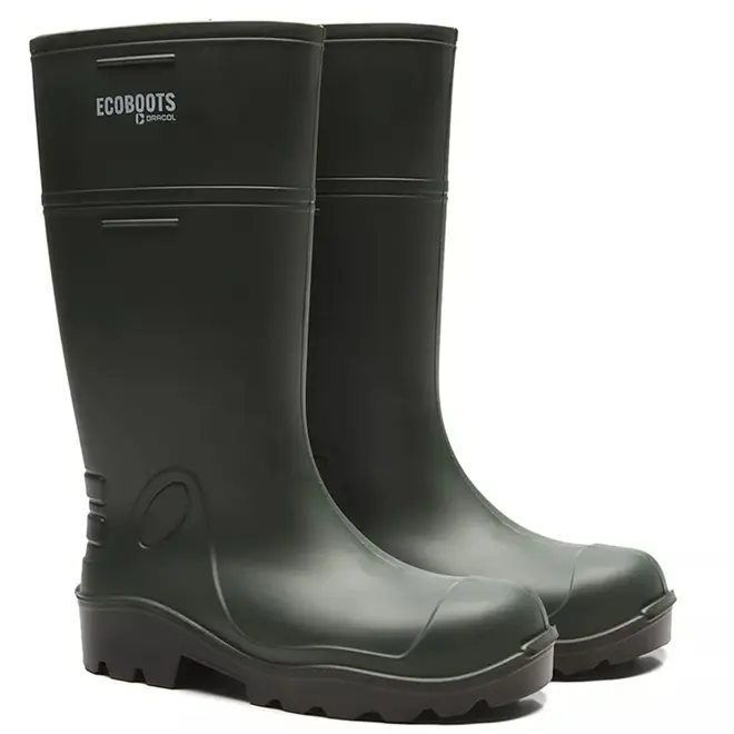 Bota Cano Longo Impermeável em Poliuretano Ecoboots Verde e Preto