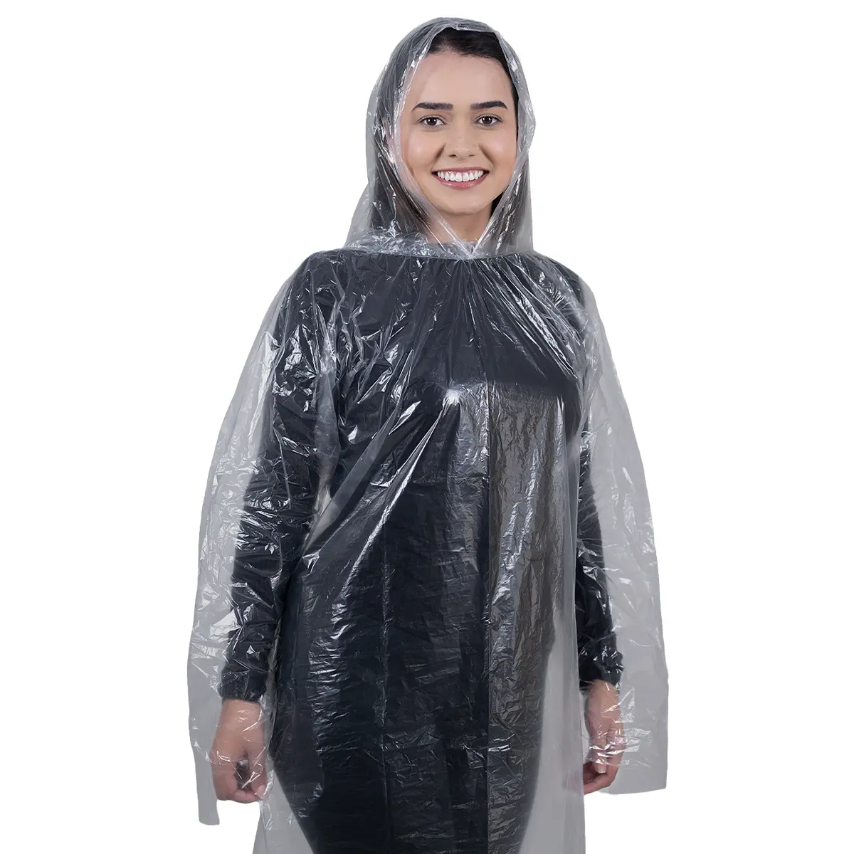 Capa Polietileno Transparente Descartável com Capuz - Prevemax