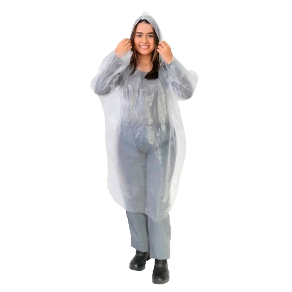 Capa Polietileno Transparente Descartável com Capuz - Prevemax