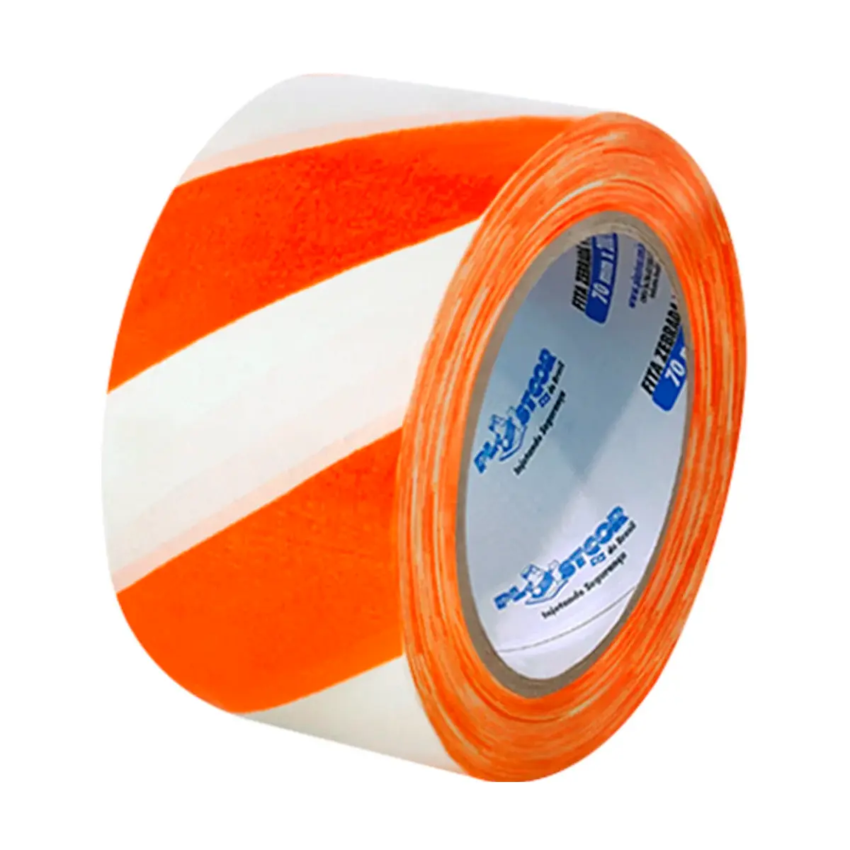 Fita Zebrada para Sinalização Laranja e Branca Plastcor rolo 200m