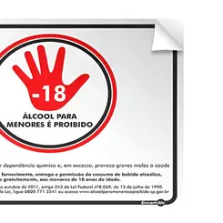 Adesivo Vinil 20x25cm Proibido Bebida Alcoólica para Menores de 18 Anos - Encartale