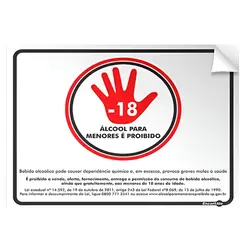 Adesivo Vinil 20x25cm Proibido Bebida Alcoólica para Menores de 18 Anos - Encartale