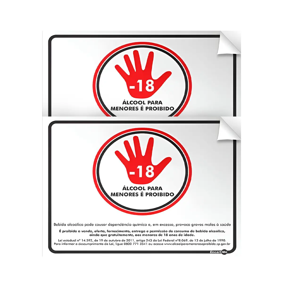 Adesivo Vinil 20x25cm Proibido Bebida Alcoólica para Menores de 18 Anos - Encartale