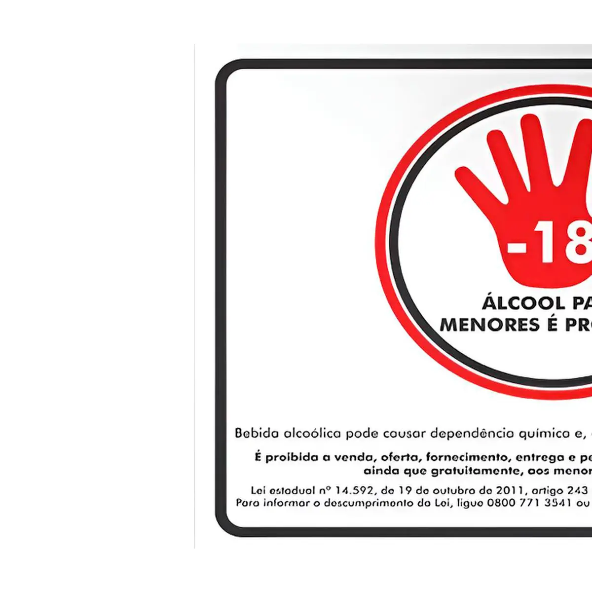Adesivo Vinil 20x25cm Proibido Bebida Alcoólica para Menores de 18 Anos - Encartale