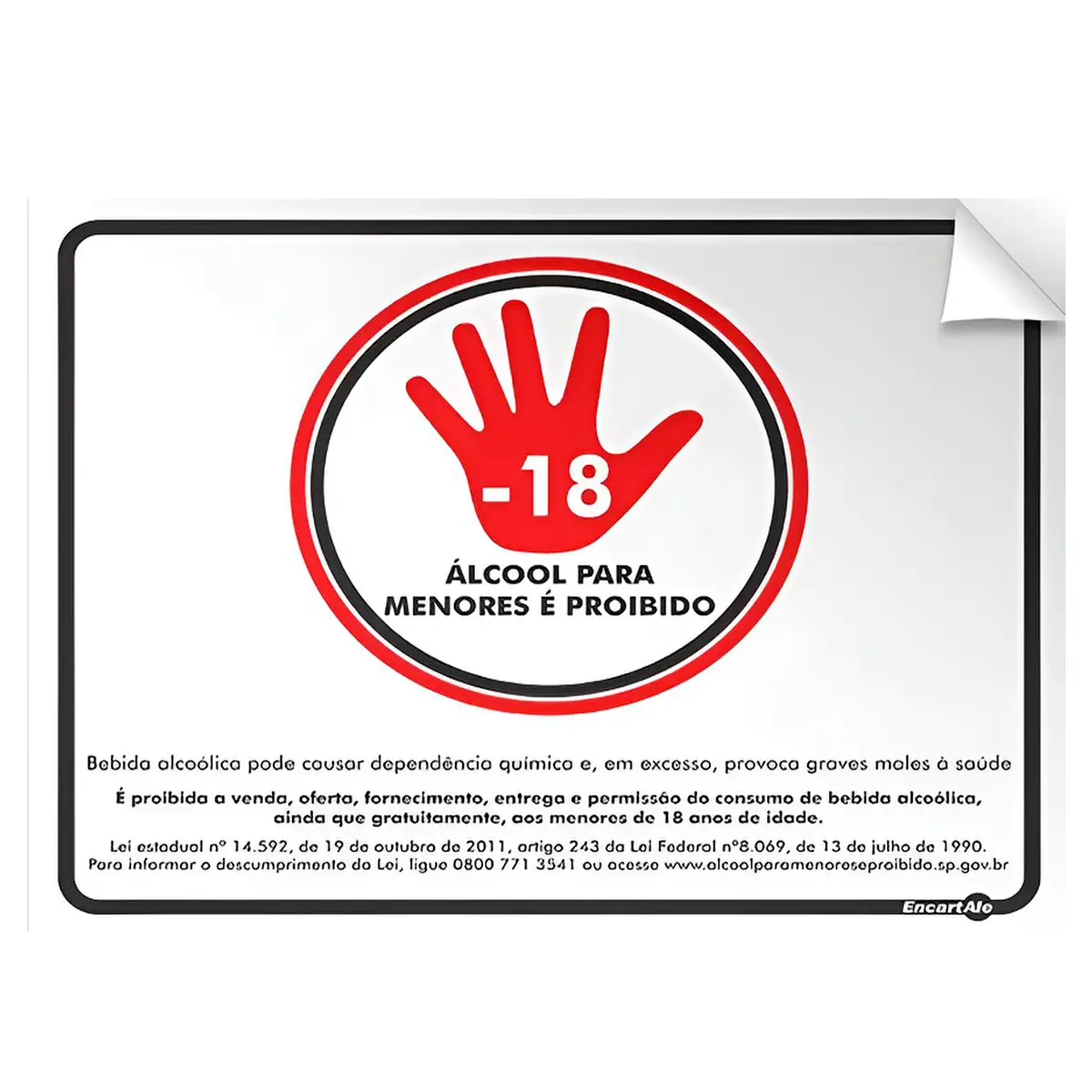 Adesivo Vinil 20x25cm Proibido Bebida Alcoólica para Menores de 18 Anos - Encartale